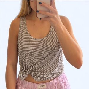 Old Navy Luxe Striped Tank Top | Black & White | Size L